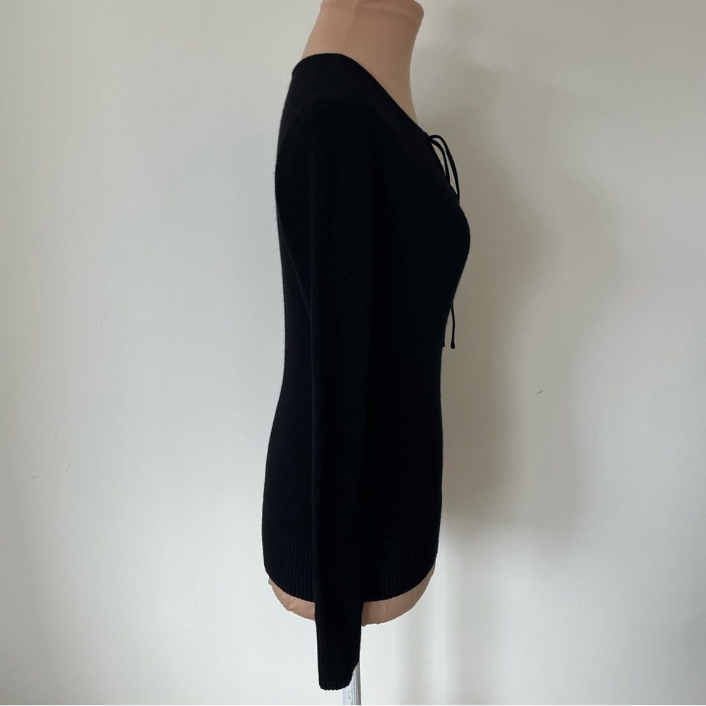 JoosTricot Black Ecomerino Wool Long Sleeve Keyhole Seed Stitch Top EUC Size XS - Picture 9 of 12